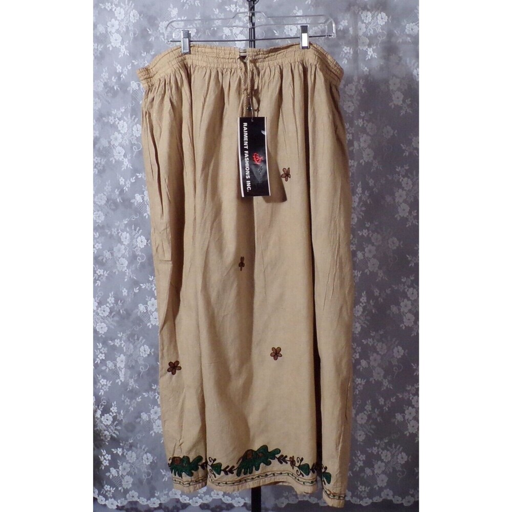 Vintage 90s Earth Tones Boho Maxi Size Large Skirt  Print Hippie Festival Grunge